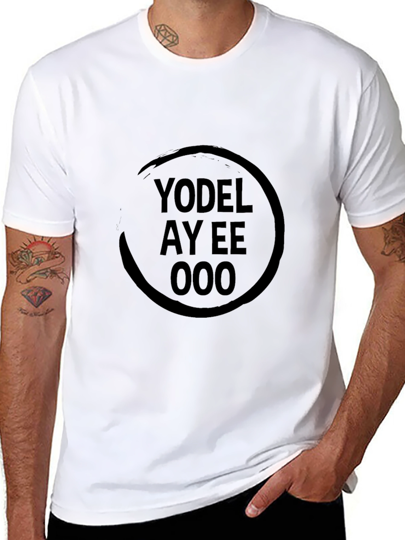 Black Yodel Ay Eee Ooo Graphic T-Shirt - Black view 8