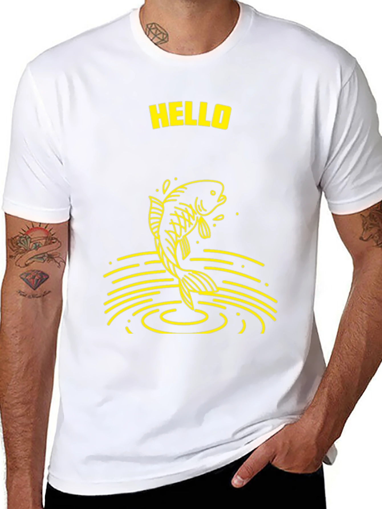 Black Hello Fish Graphic T-Shirt view 8