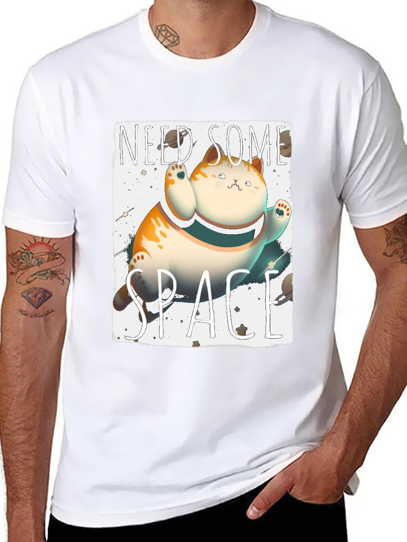 Black Need Some Space Cat Graphic Tee - Unisex view 8