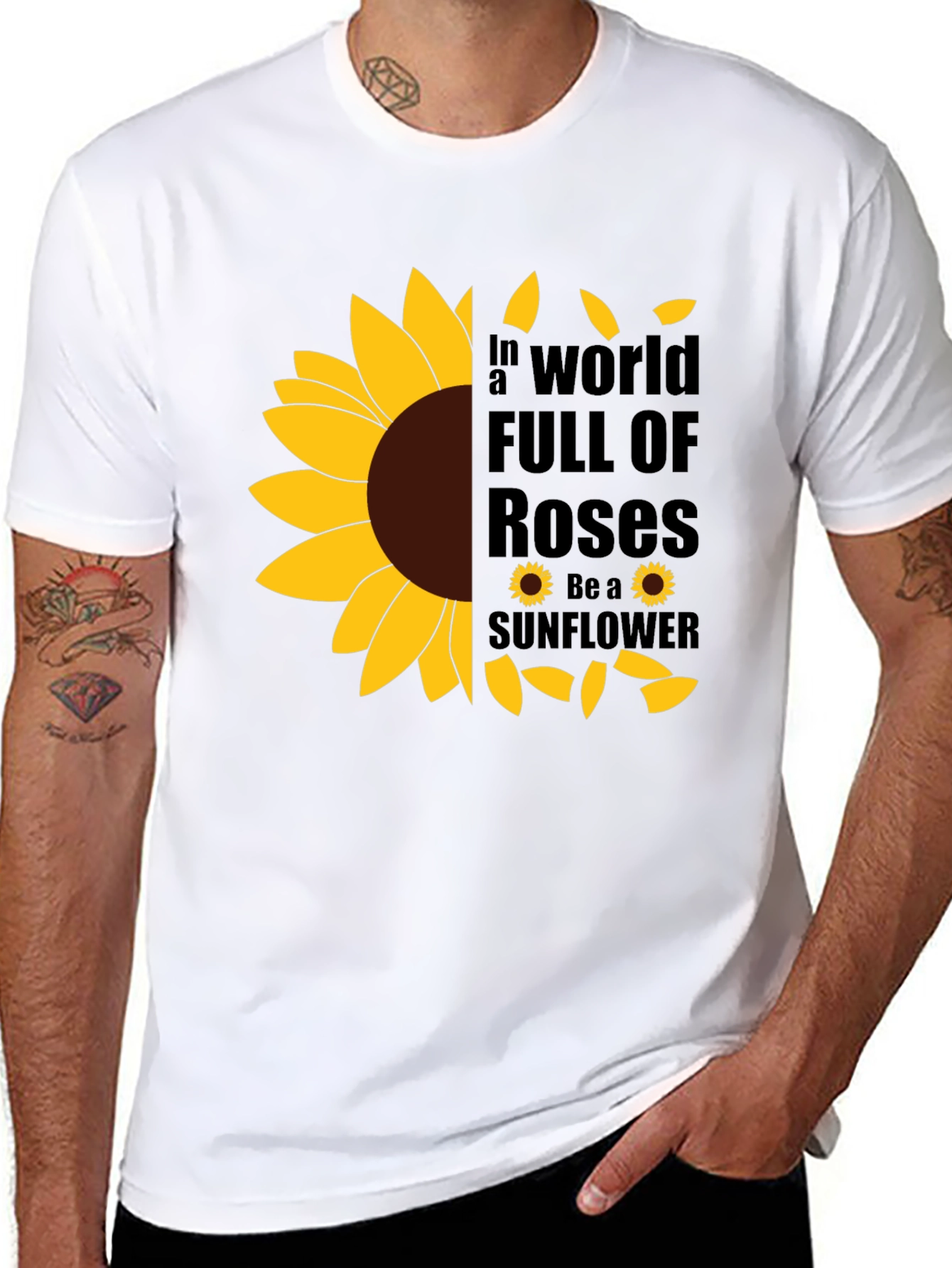 Black Sunflower Graphic T-Shirt - Be a Sunflower view 8