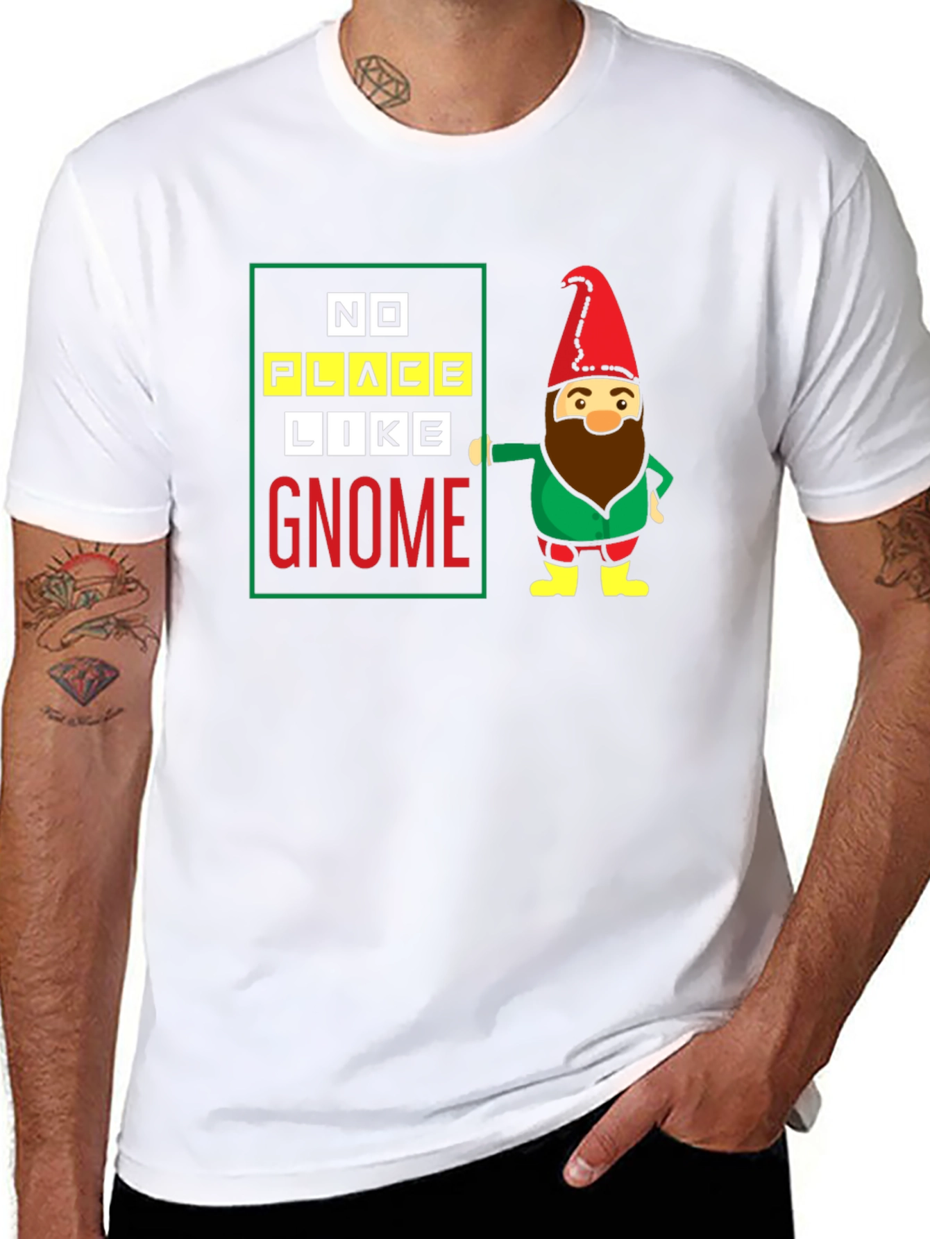 Black No Place Like Gnome Black T-Shirt view 8
