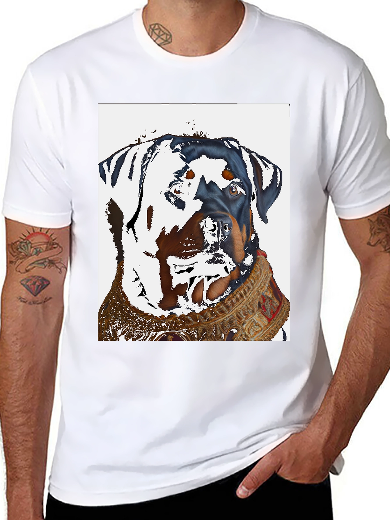 Black Rottweiler Dog T-Shirt - Cool Artistic Design view 8