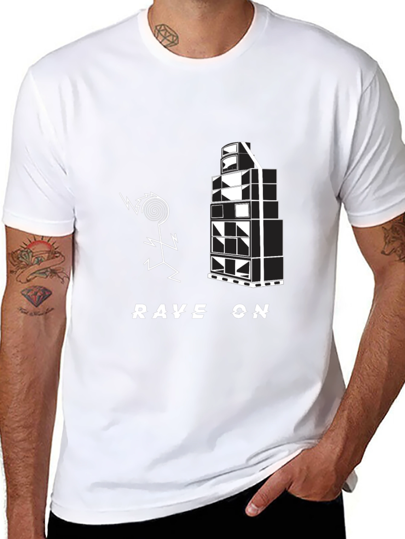 Black Rave On Black Graphic Tee view 8