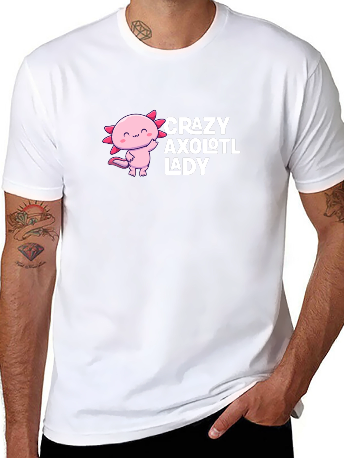 Black Crazy Axolotl Lady Graphic T-Shirt view 8