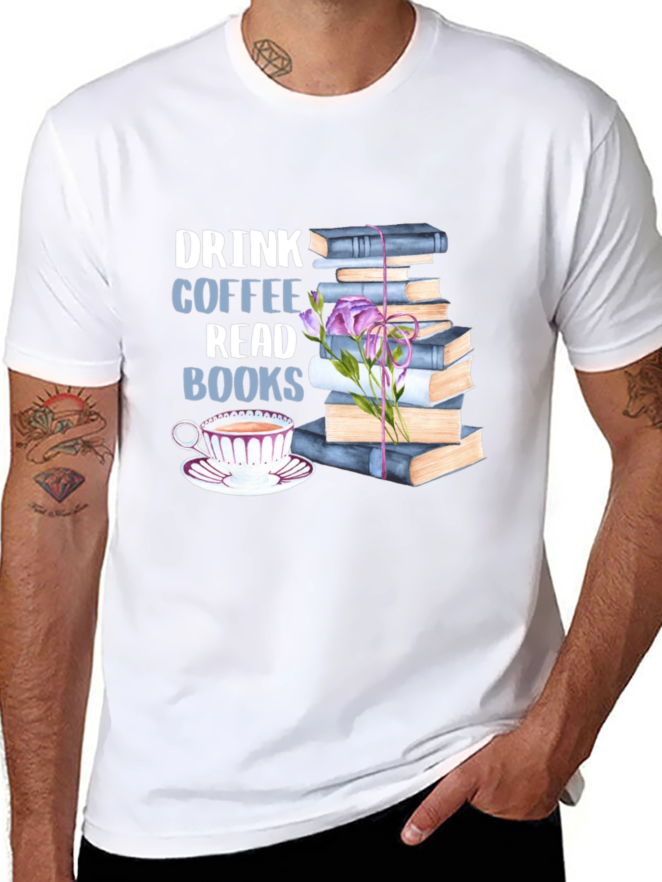 Black Drink Coffee Read Books Graphic Tee view 8