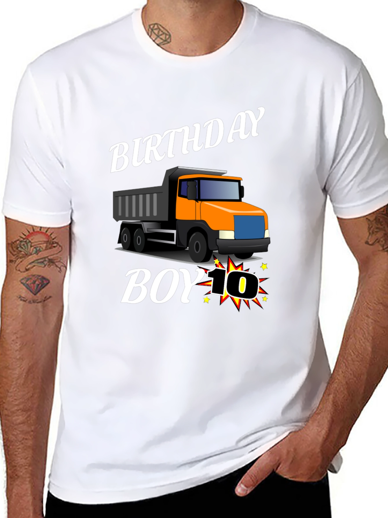 Black Birthday Boy Truck T-Shirt - Ten Years Old view 8