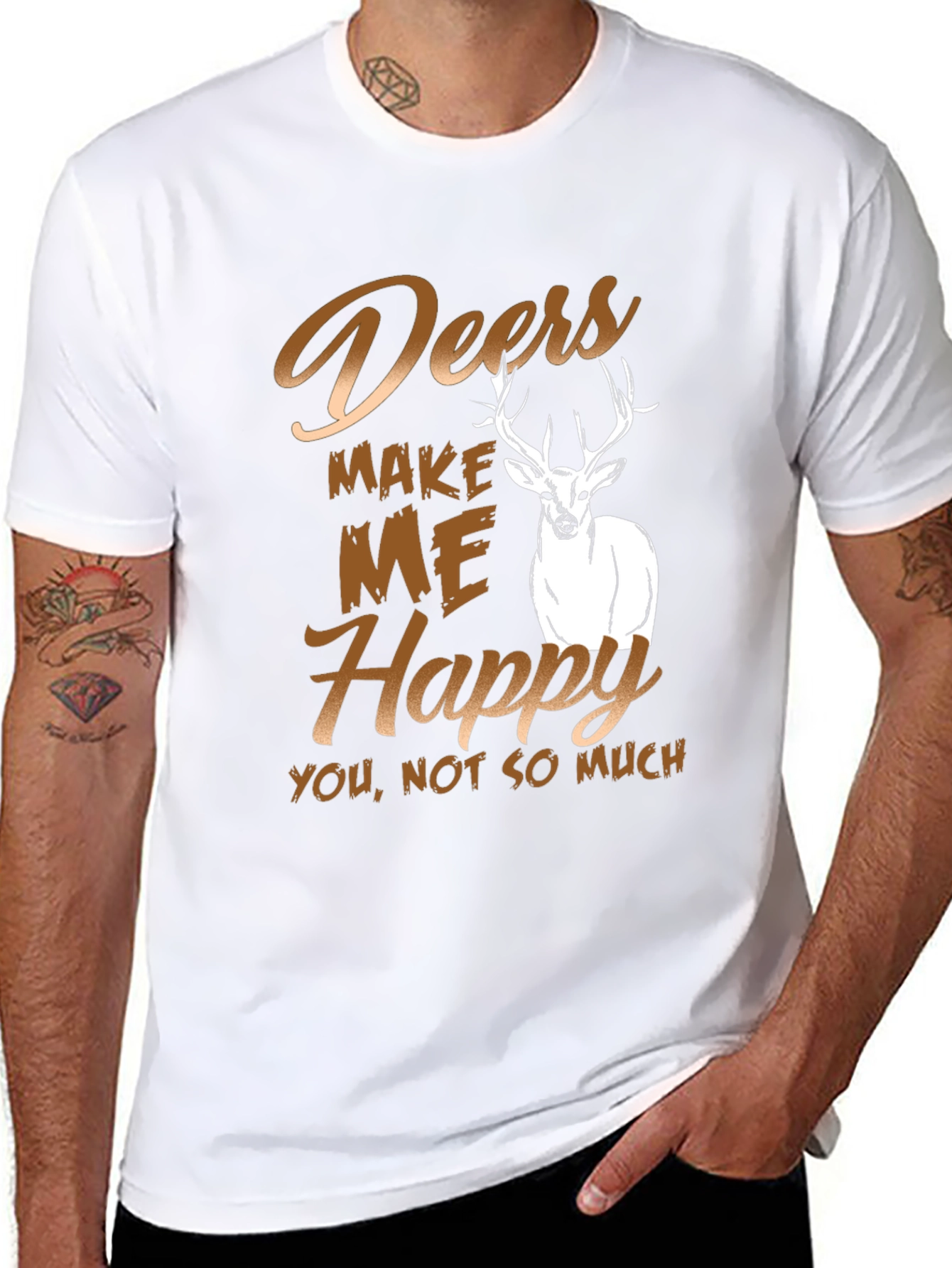 Black Deers Make Me Happy T-Shirt view 8