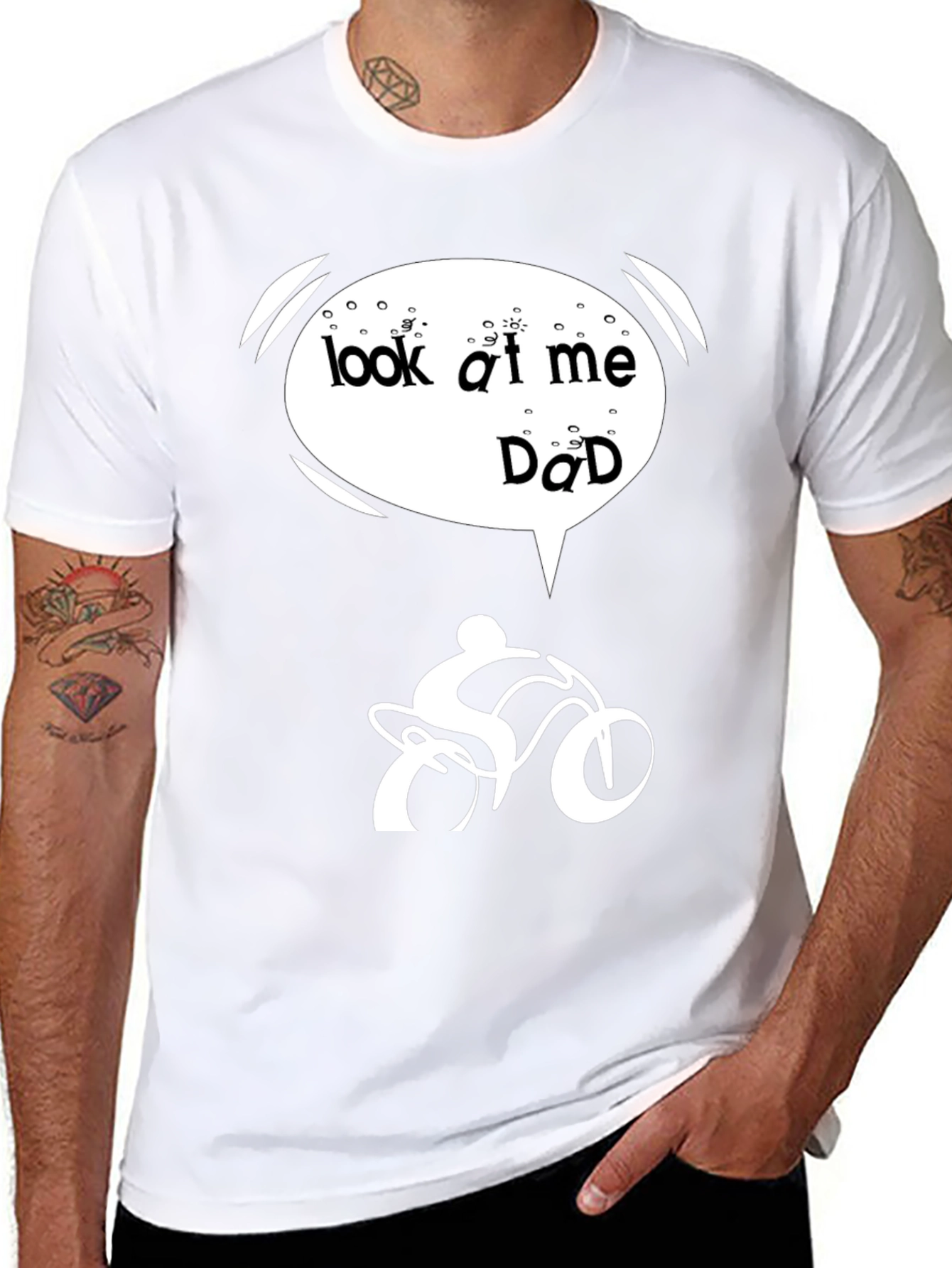 Black Look At Me Dad T-Shirt Cycling Humor view 8