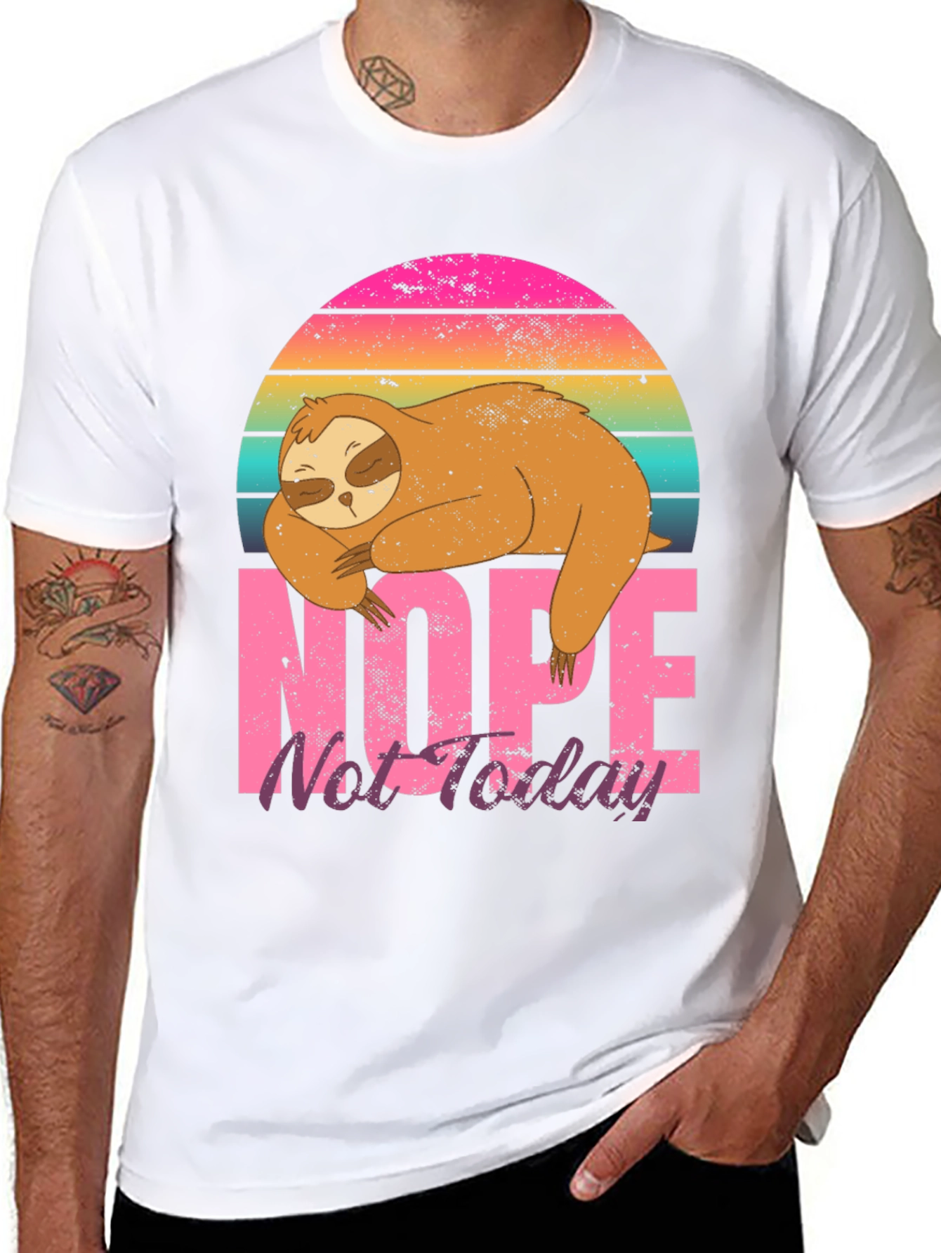 Black Nope Not Today Sloth Graphic T-Shirt view 8
