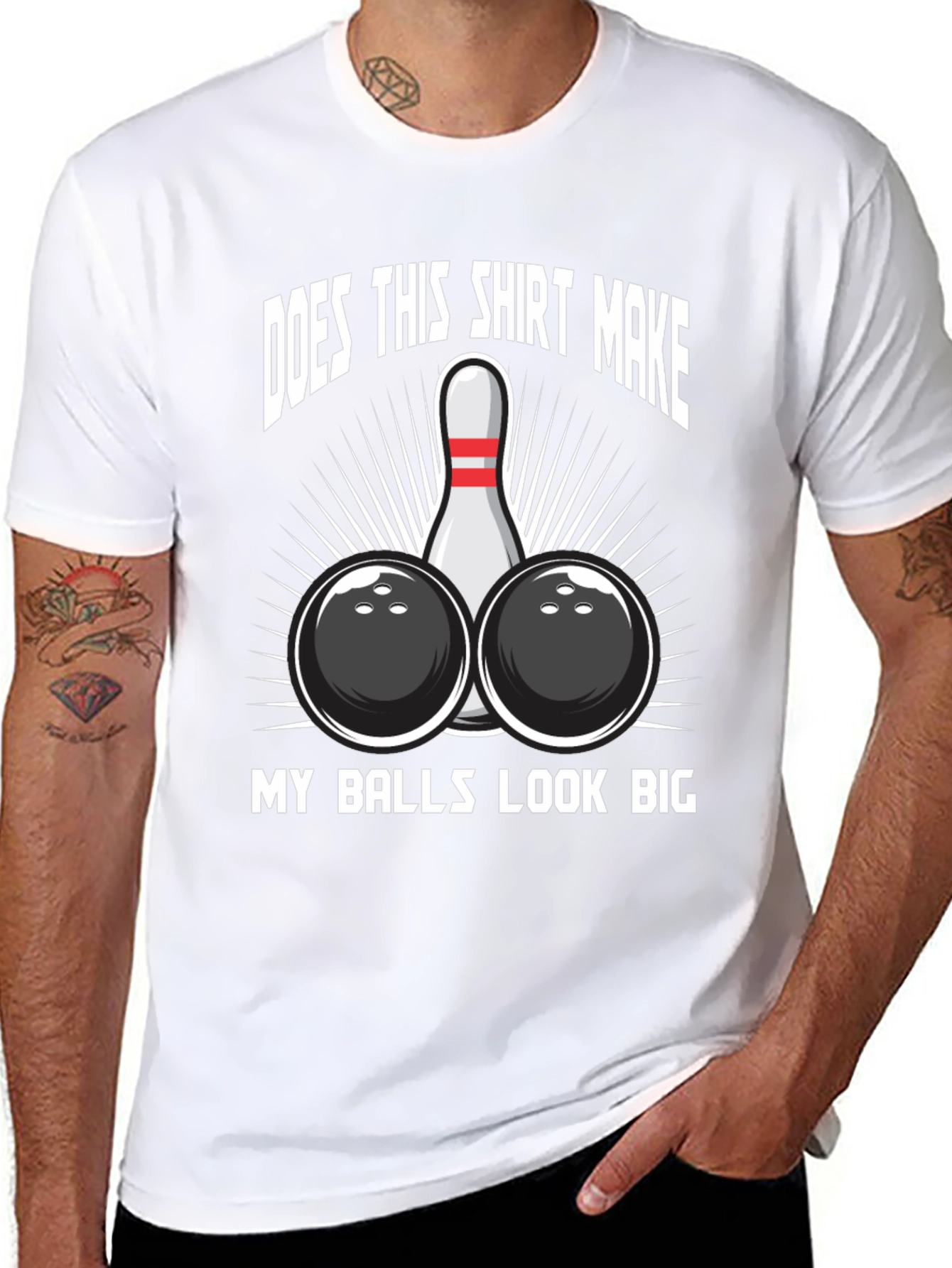 Black Funny Bowling Balls Graphic T-Shirt view 8