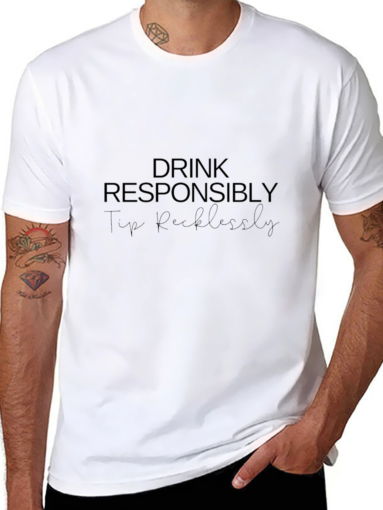 Black Drink Responsibly, Tip Recklessly Black T-Shirt view 8