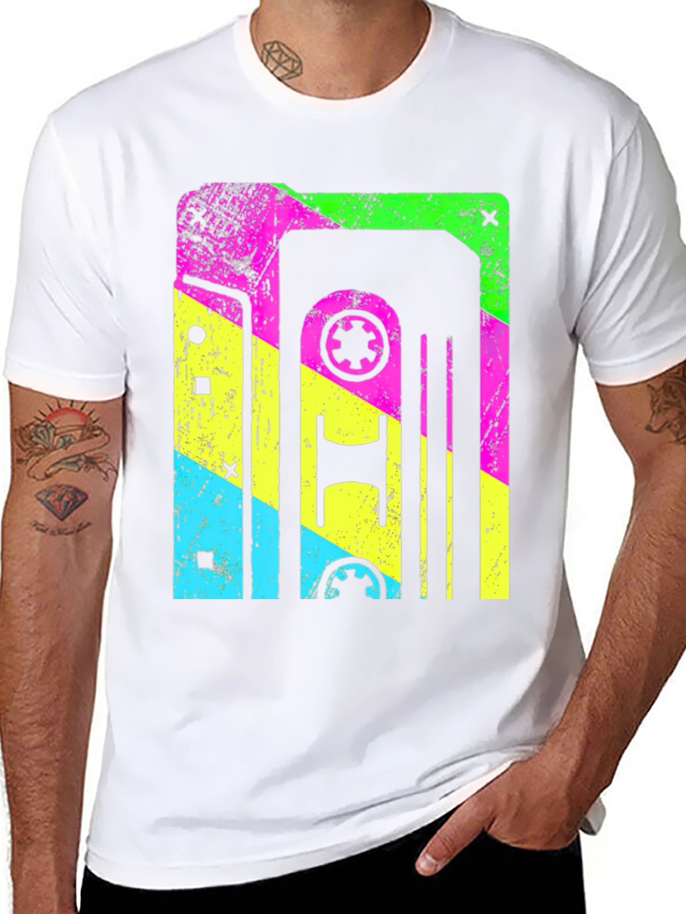 Black Retro Cassette Tape Graphic T-Shirt view 8