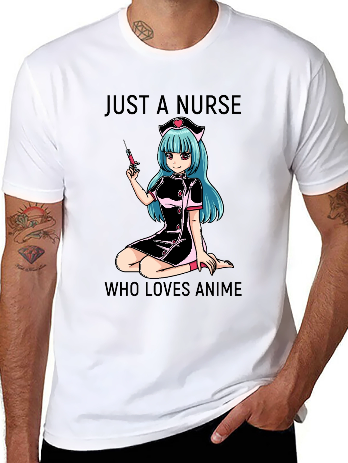 Black Anime Nurse T-Shirt: Just A Nurse Who Loves Anime view 8