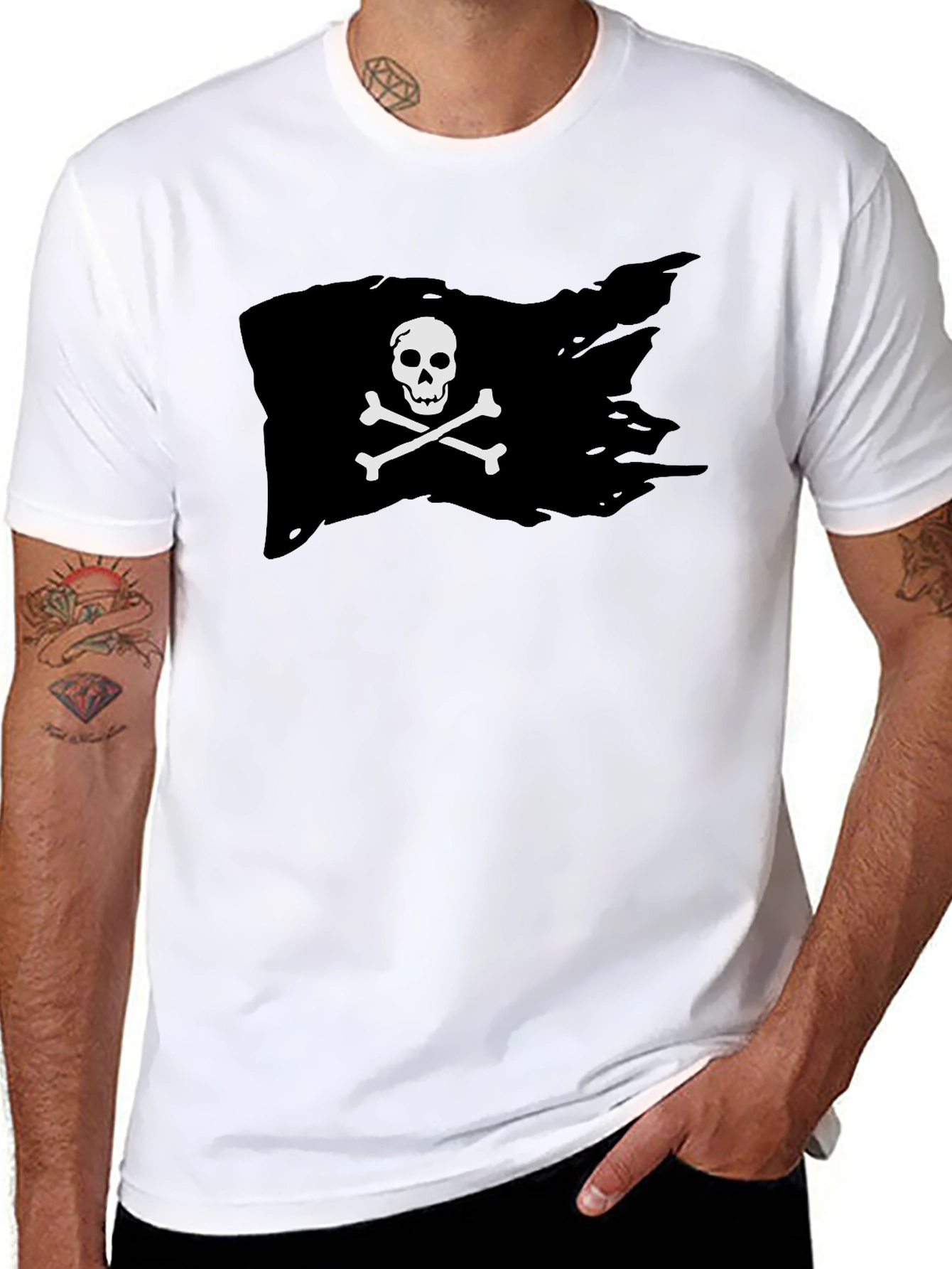 Black Pirate Flag Graphic T-Shirt - Skull & Crossbones view 8