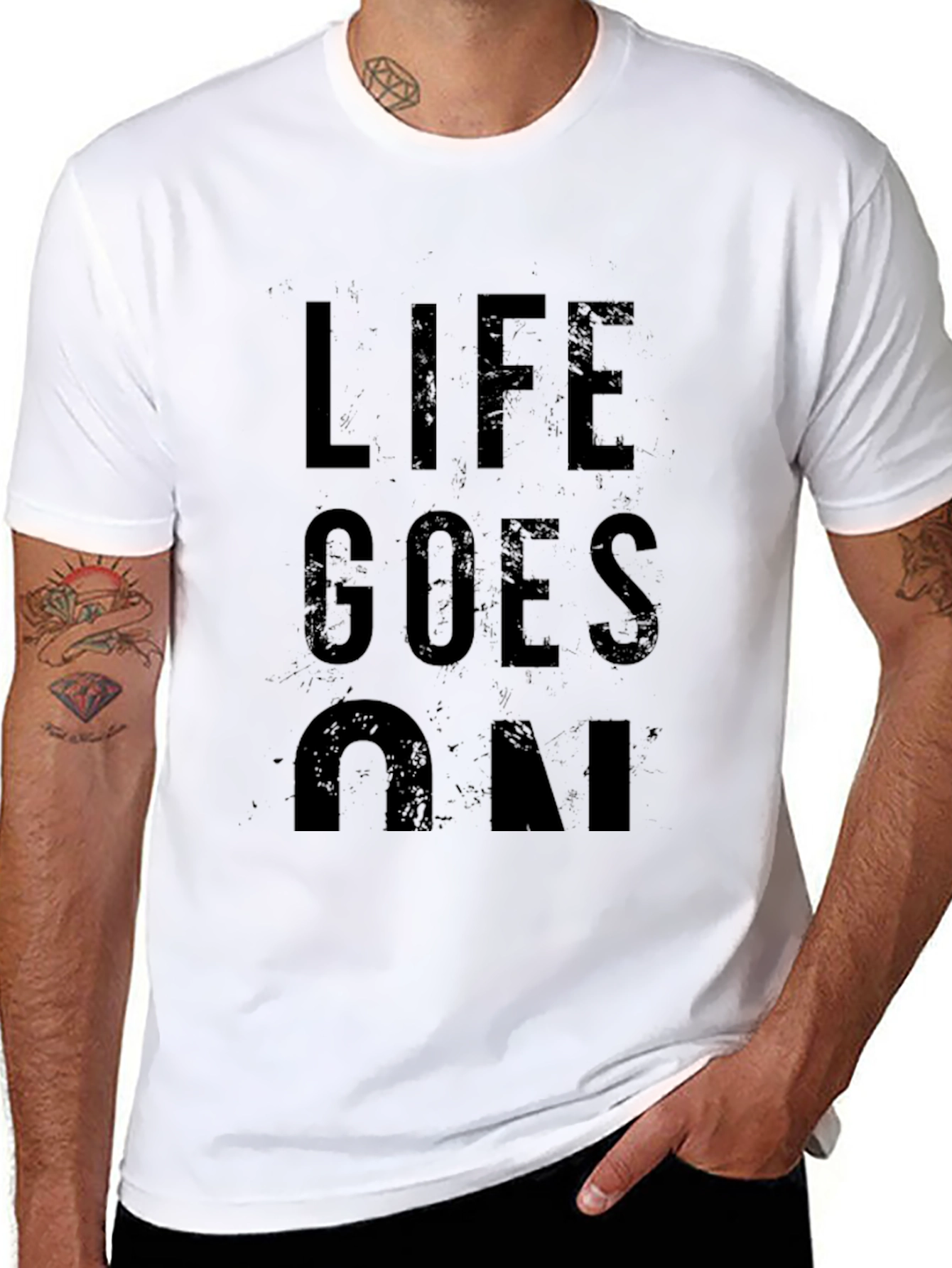 Black Life Goes On Graphic Tee - Black Casual T-Shirt view 8