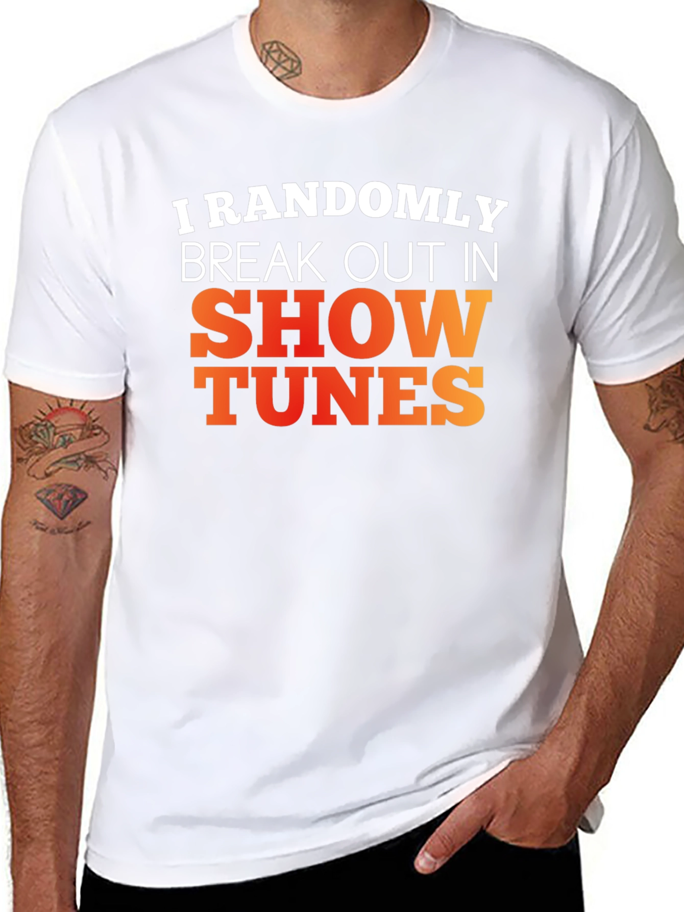 Black Randomly Break Out in Show Tunes Graphic Tee view 8