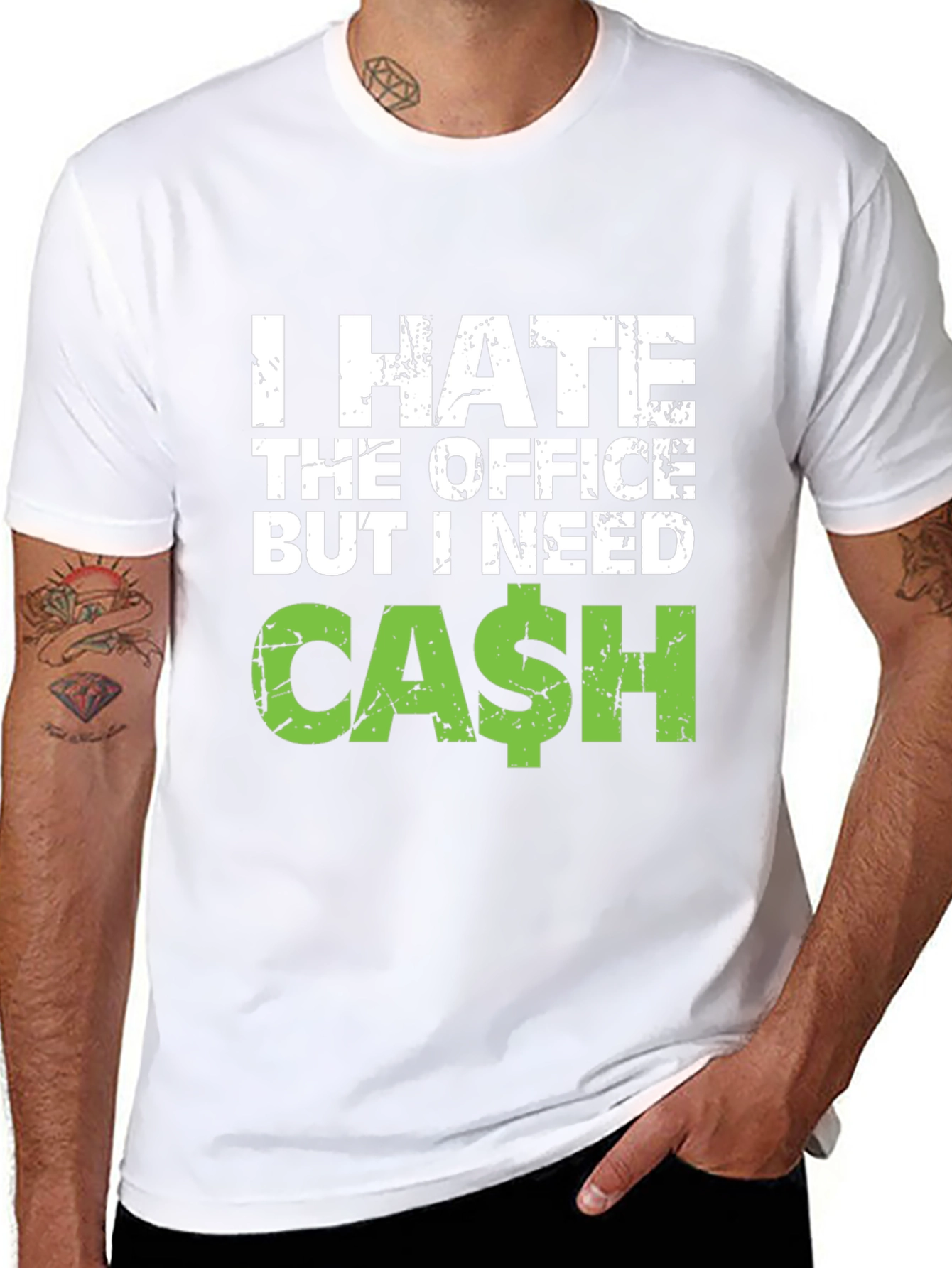 Black I Hate The Office But I Need Cash Black T-Shirt view 8