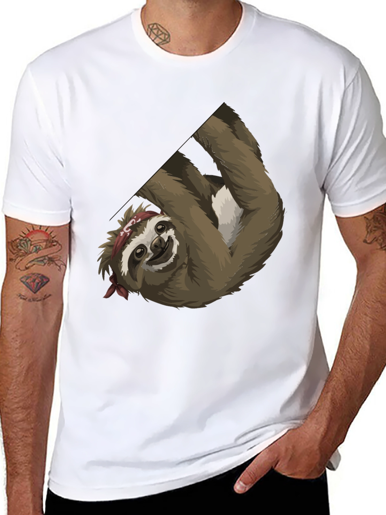 Black Sloth Bandana Men's Graphic Tee view 8