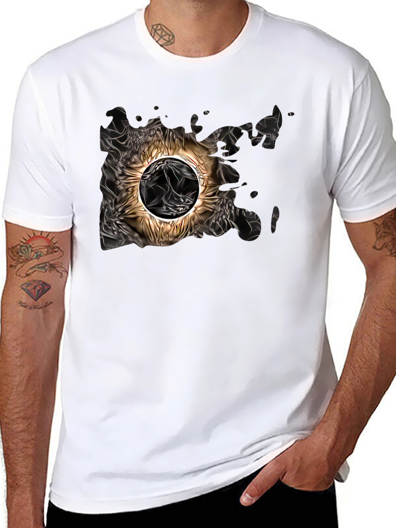 Black Abstract Sun Graphic Tee - Black view 8