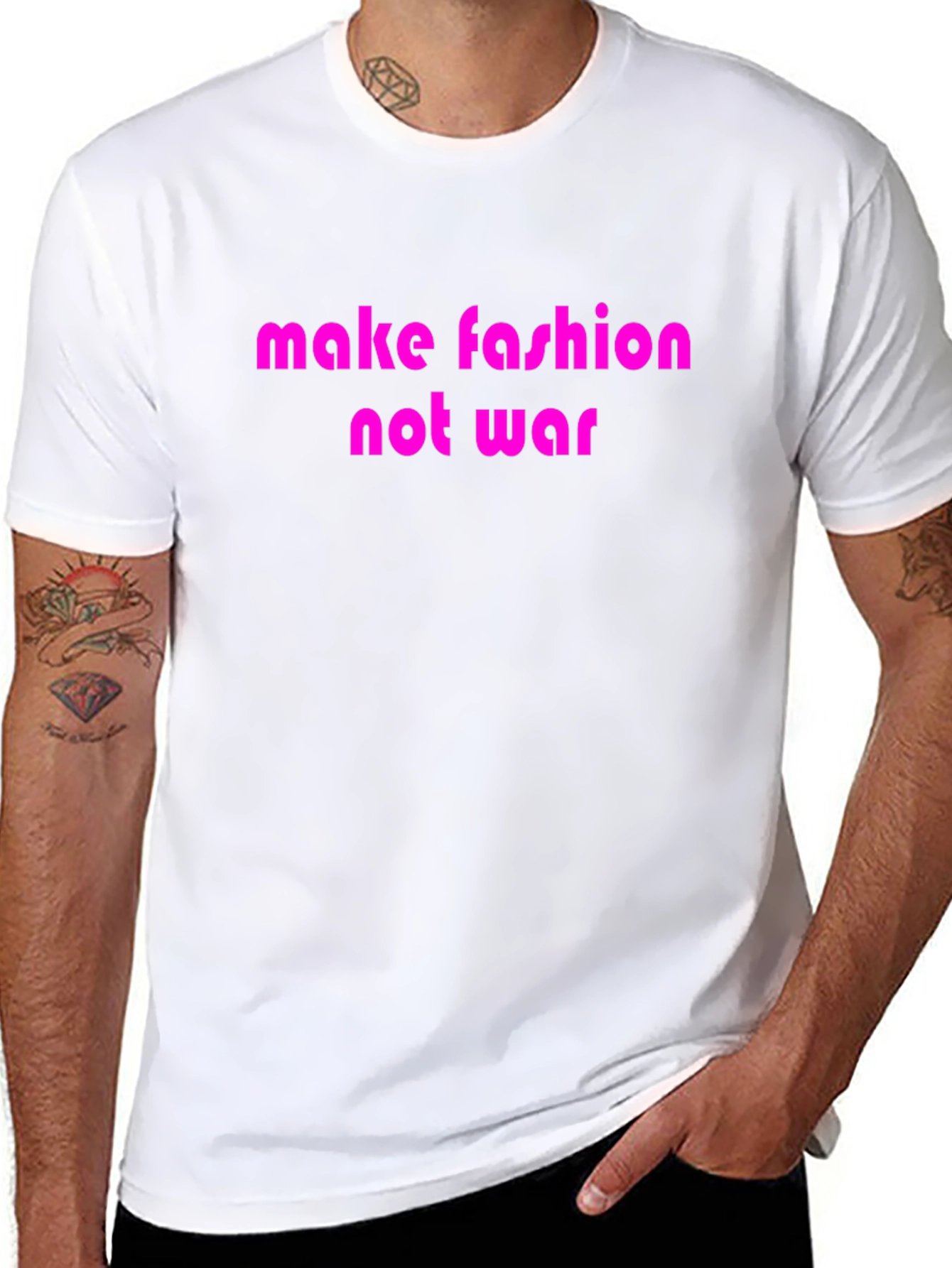 Black Make Fashion Not War Graphic T-Shirt view 8