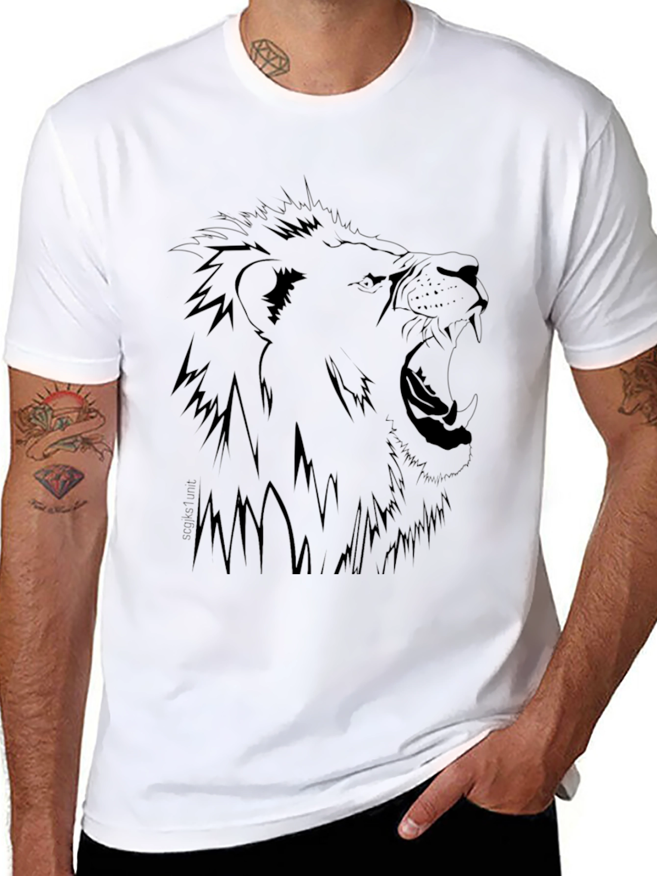 Black Lion Graphic Print Black T-Shirt view 8