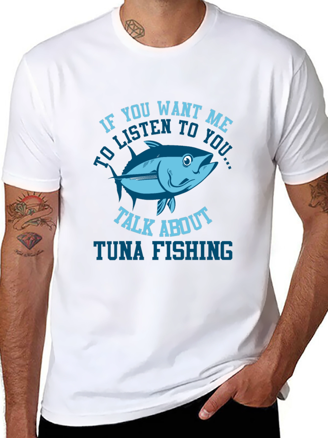 Black Funny Tuna Fishing T-Shirt view 8
