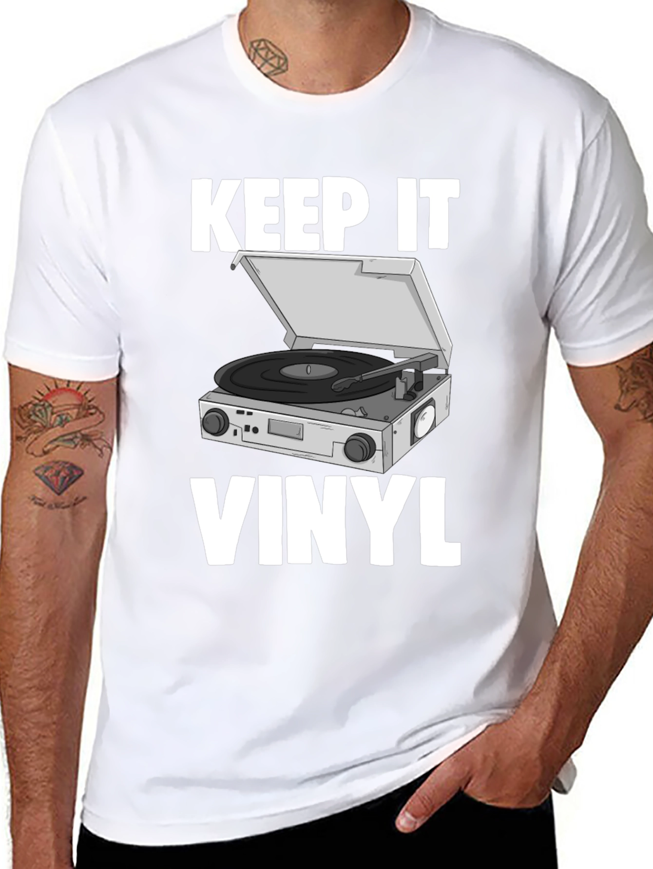 Black Keep It Vinyl T-Shirt - Retro Music Lover Tee view 8