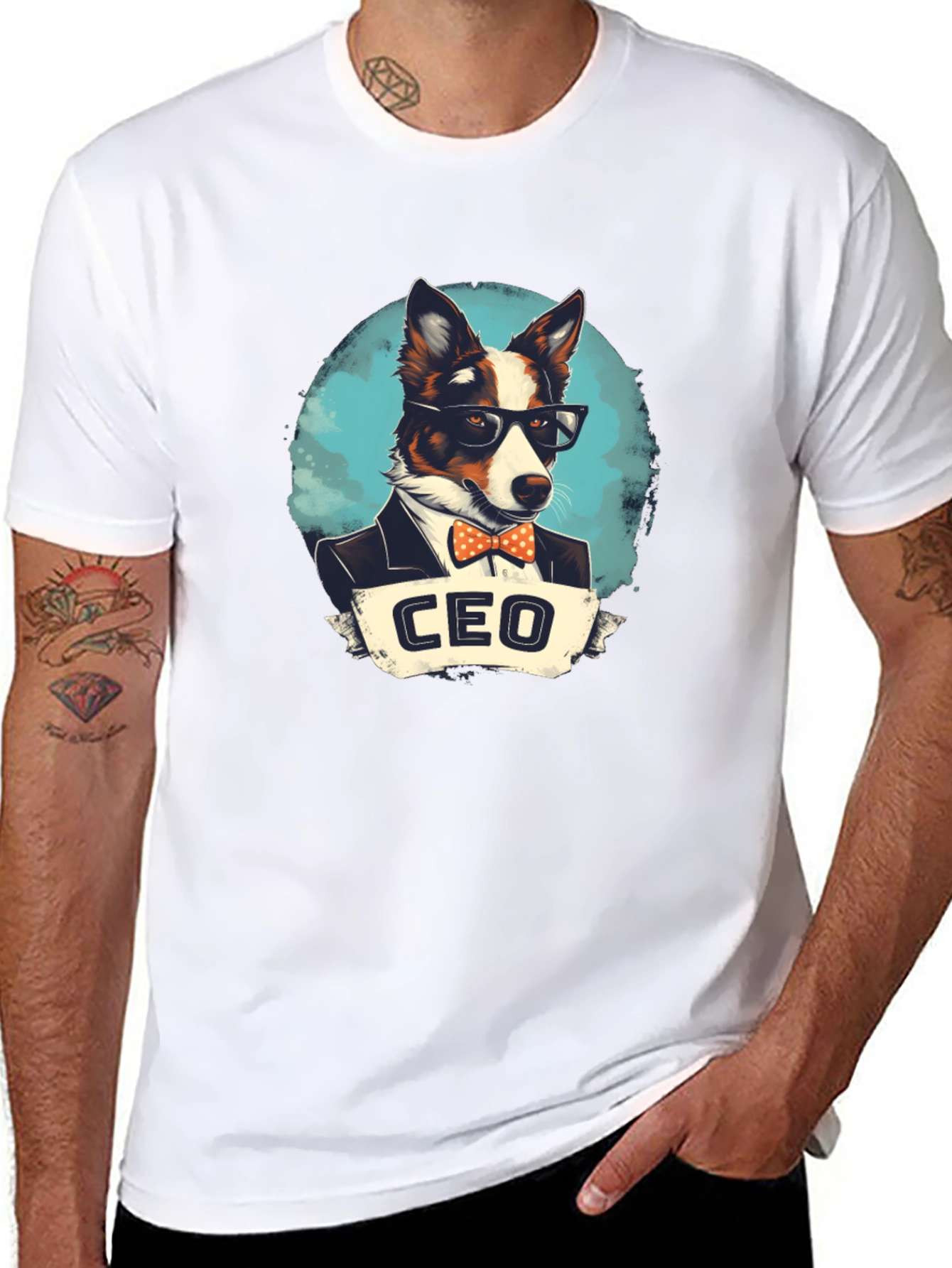 Black CEO Dog T-Shirt - Black Cotton Tee with Funny Graphic view 8