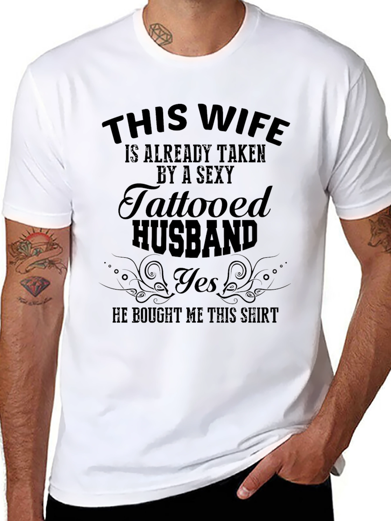 Black Funny This Wife Taken by Sexy Tattooed Husband T-Shirt view 8