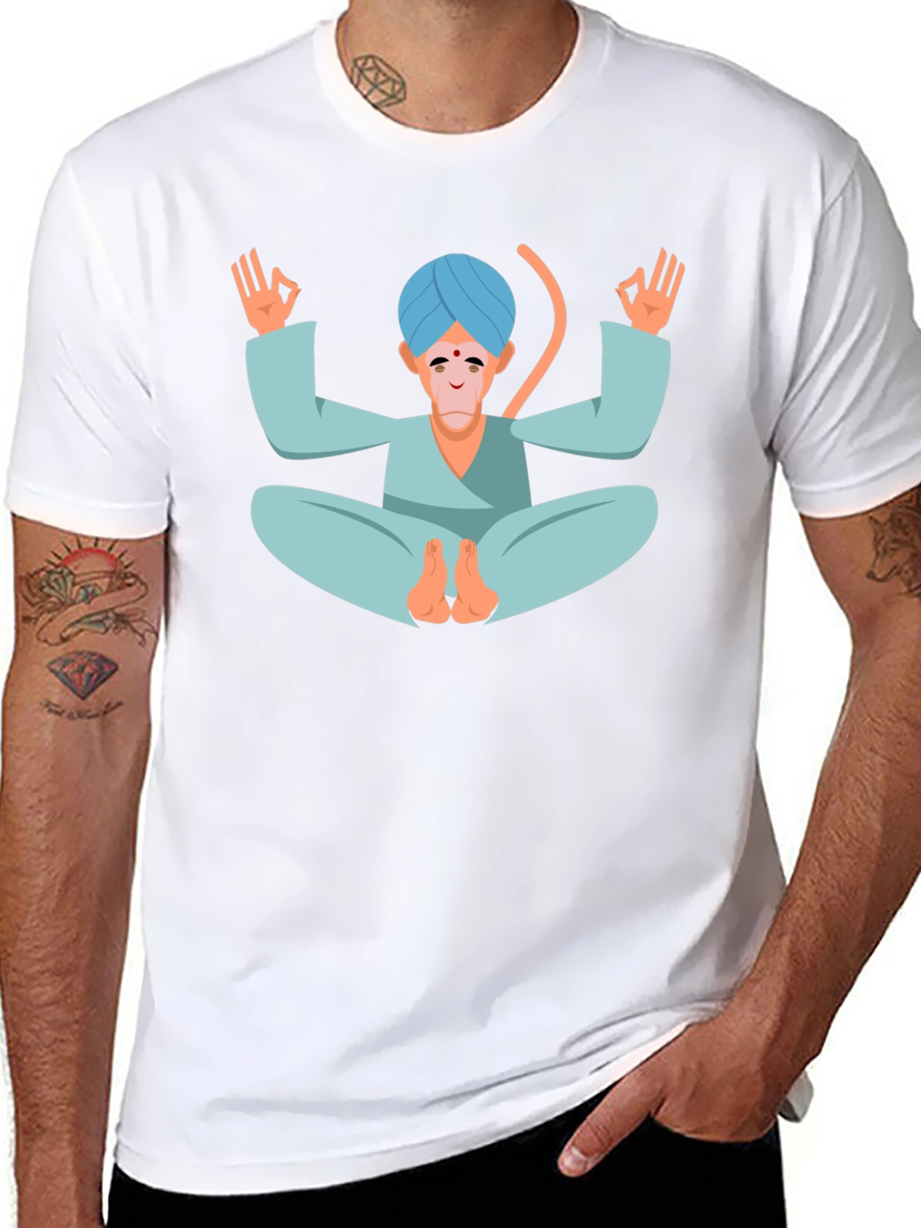 Black Meditating Monkey T-Shirt - Yoga Inspired Tee view 8
