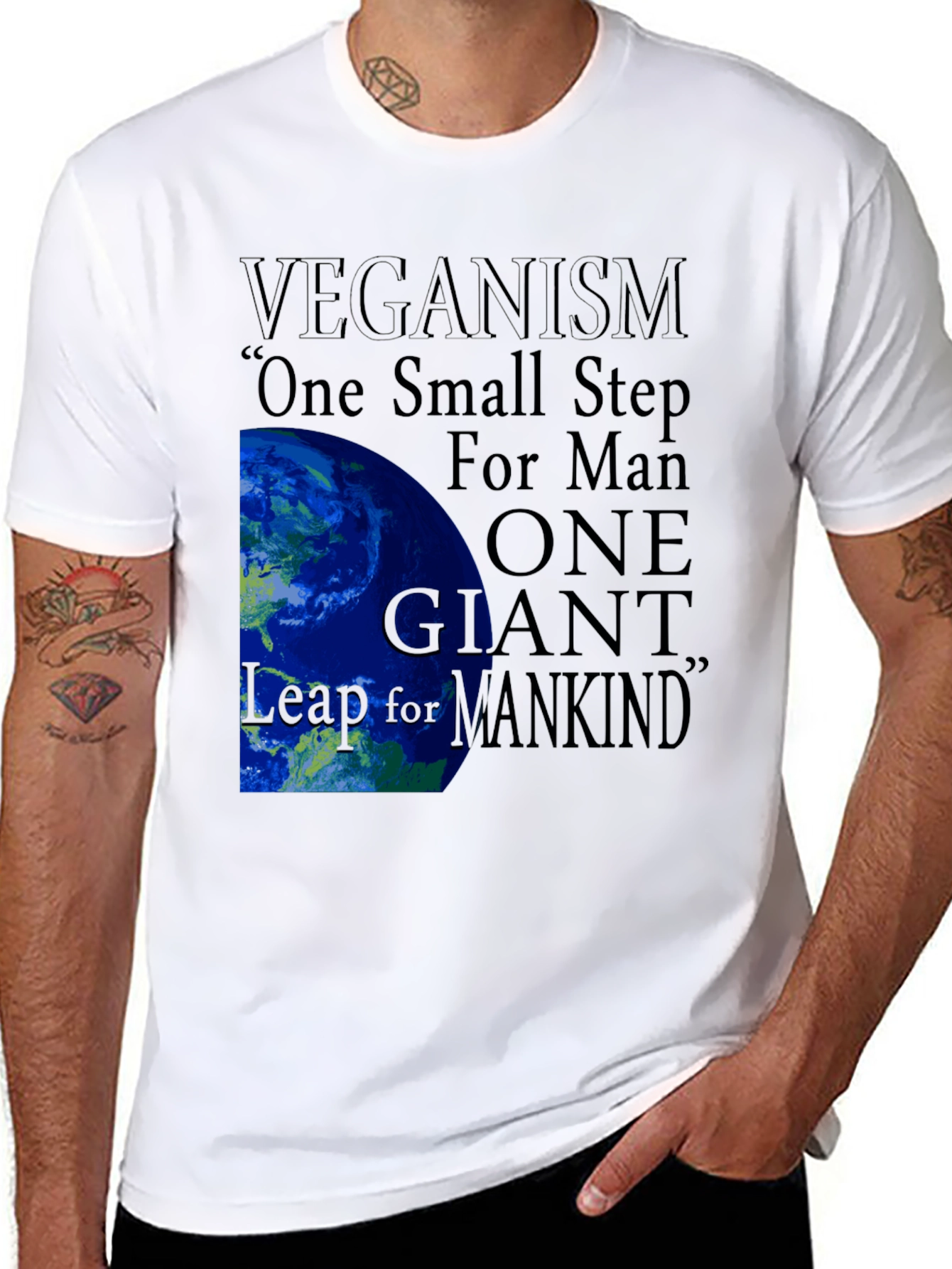 Black Veganism One Small Step Graphic Tee view 8