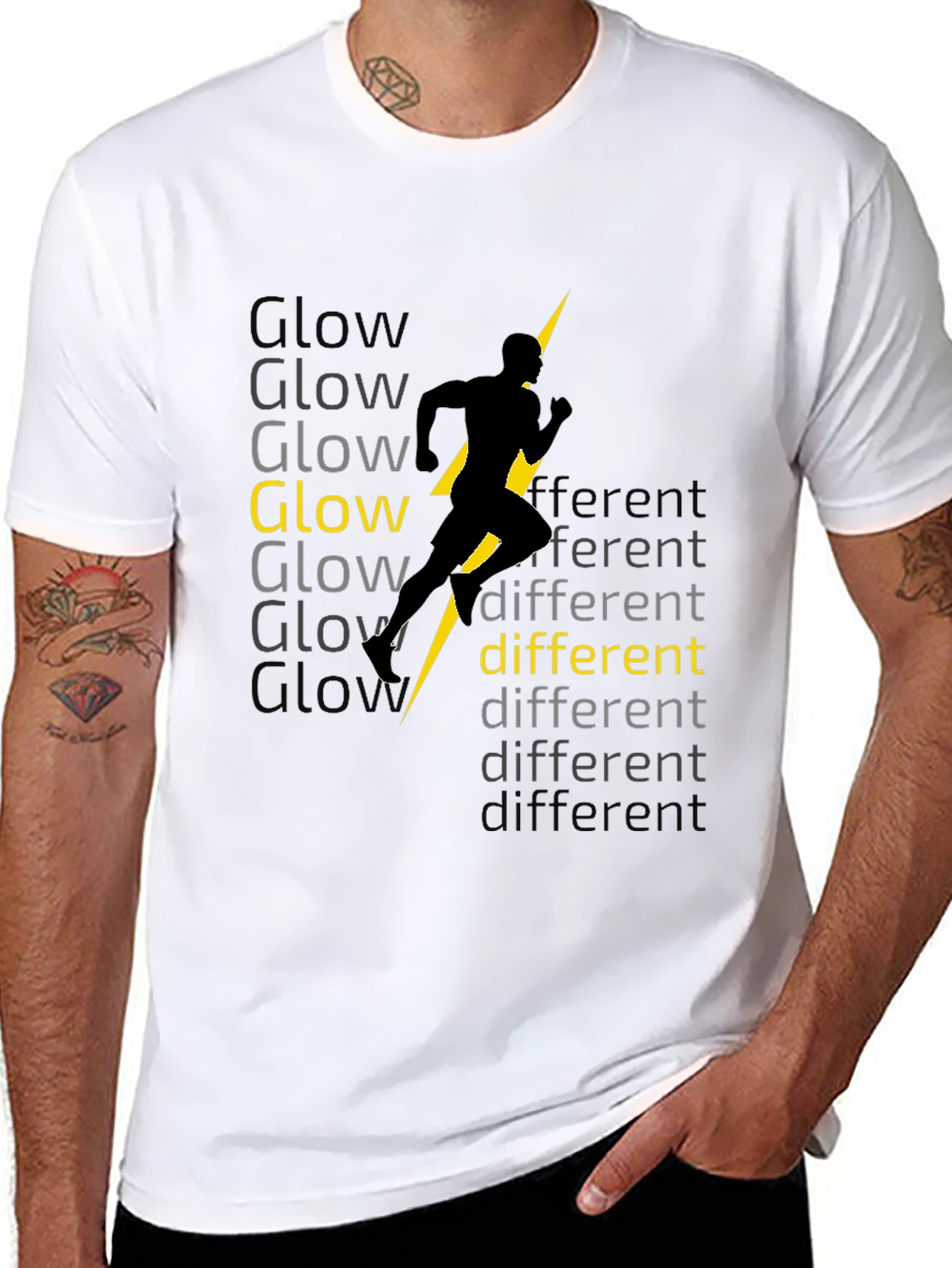Black Glow Different Graphic Tee view 8