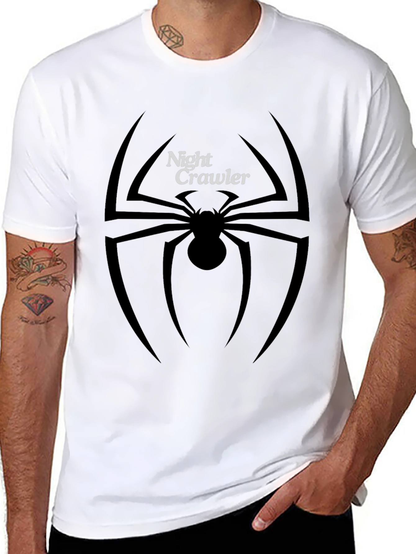 Black Night Crawler Spider Graphic Tee - Black view 8