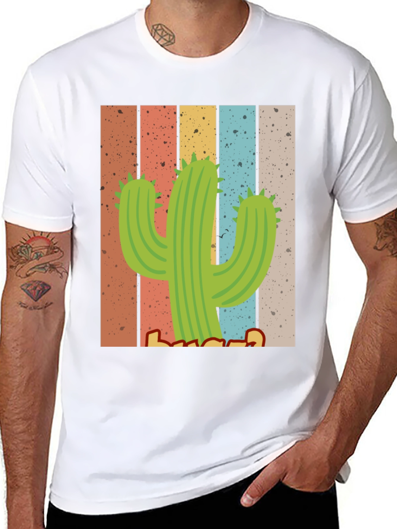 Black Retro Cactus T-Shirt - Desert Vibes view 8