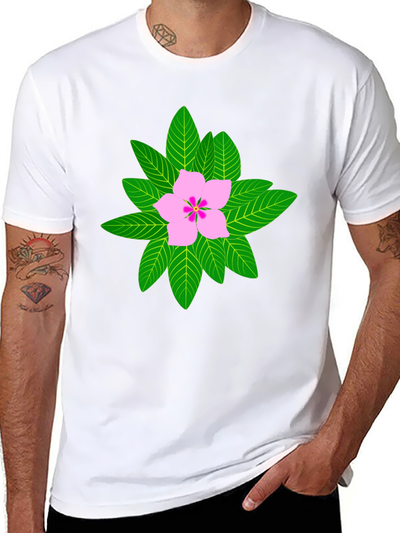 Black Floral Print T-Shirt - Black Cotton Blend view 8