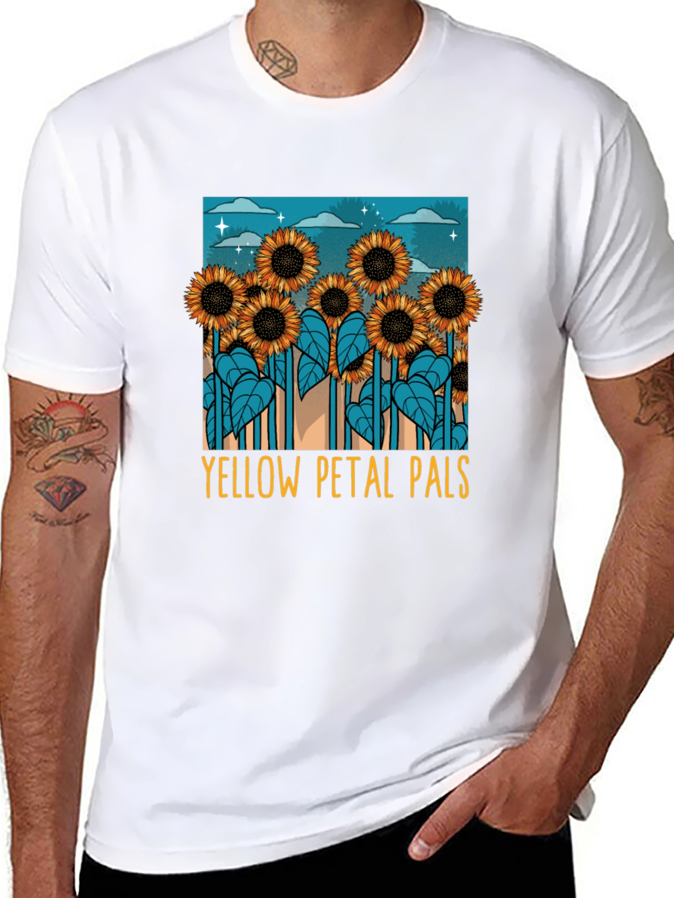 Black Sunflower Graphic Tee - Yellow Petal Pals T-Shirt view 8