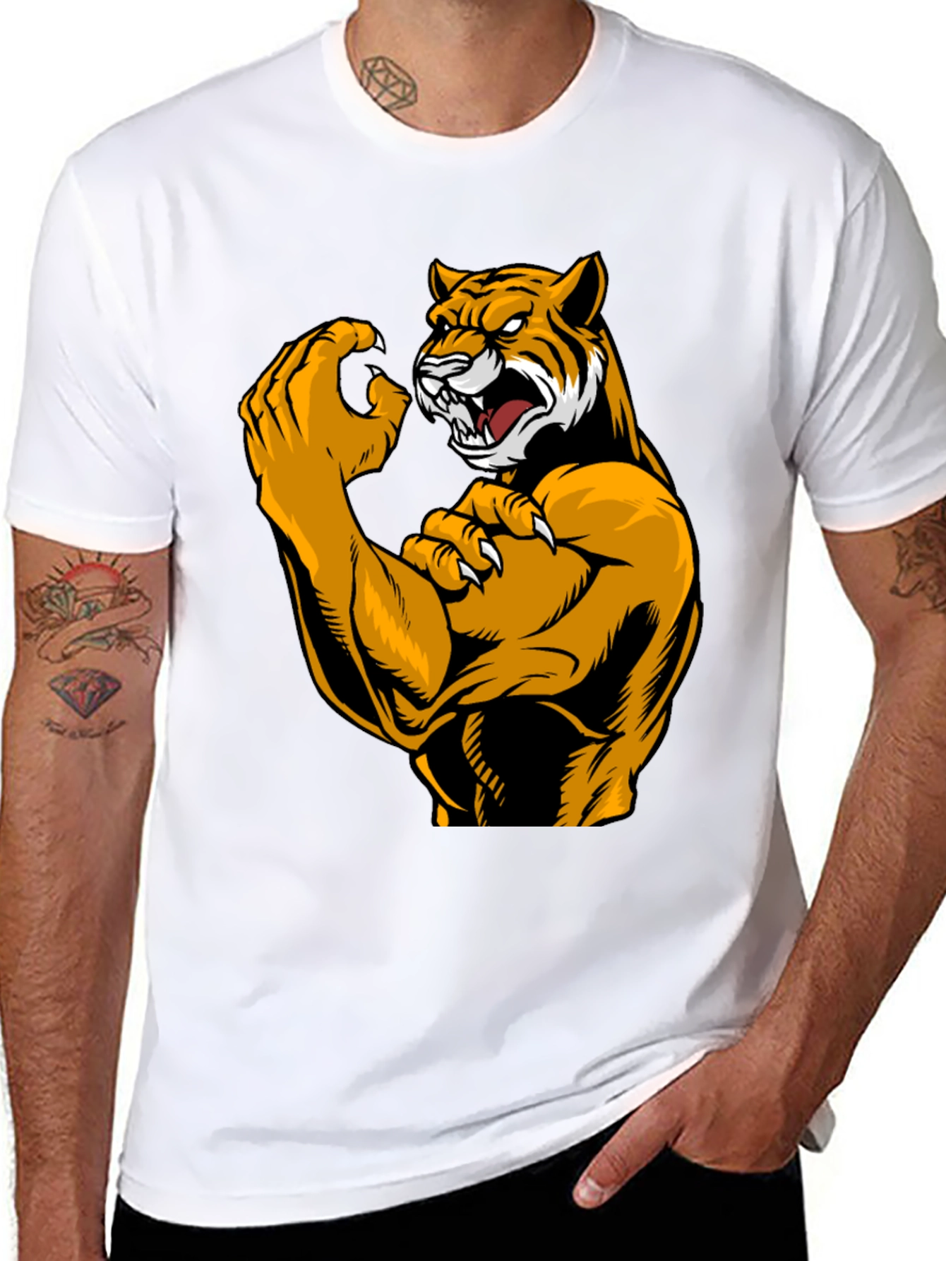 Black Tiger Muscle Black T-Shirt view 8