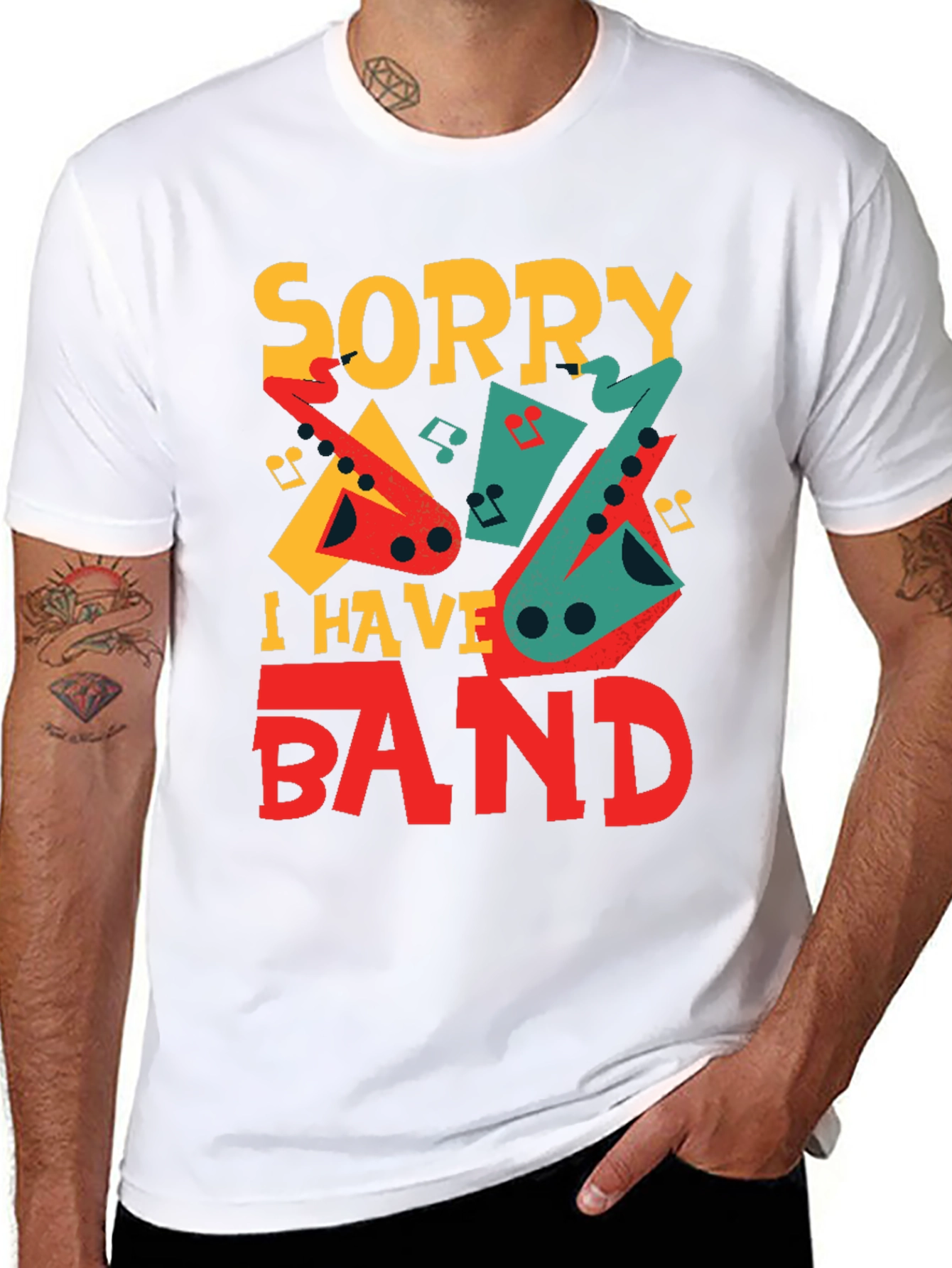 Black Sorry I Have Band Funny Musician T-Shirt view 8