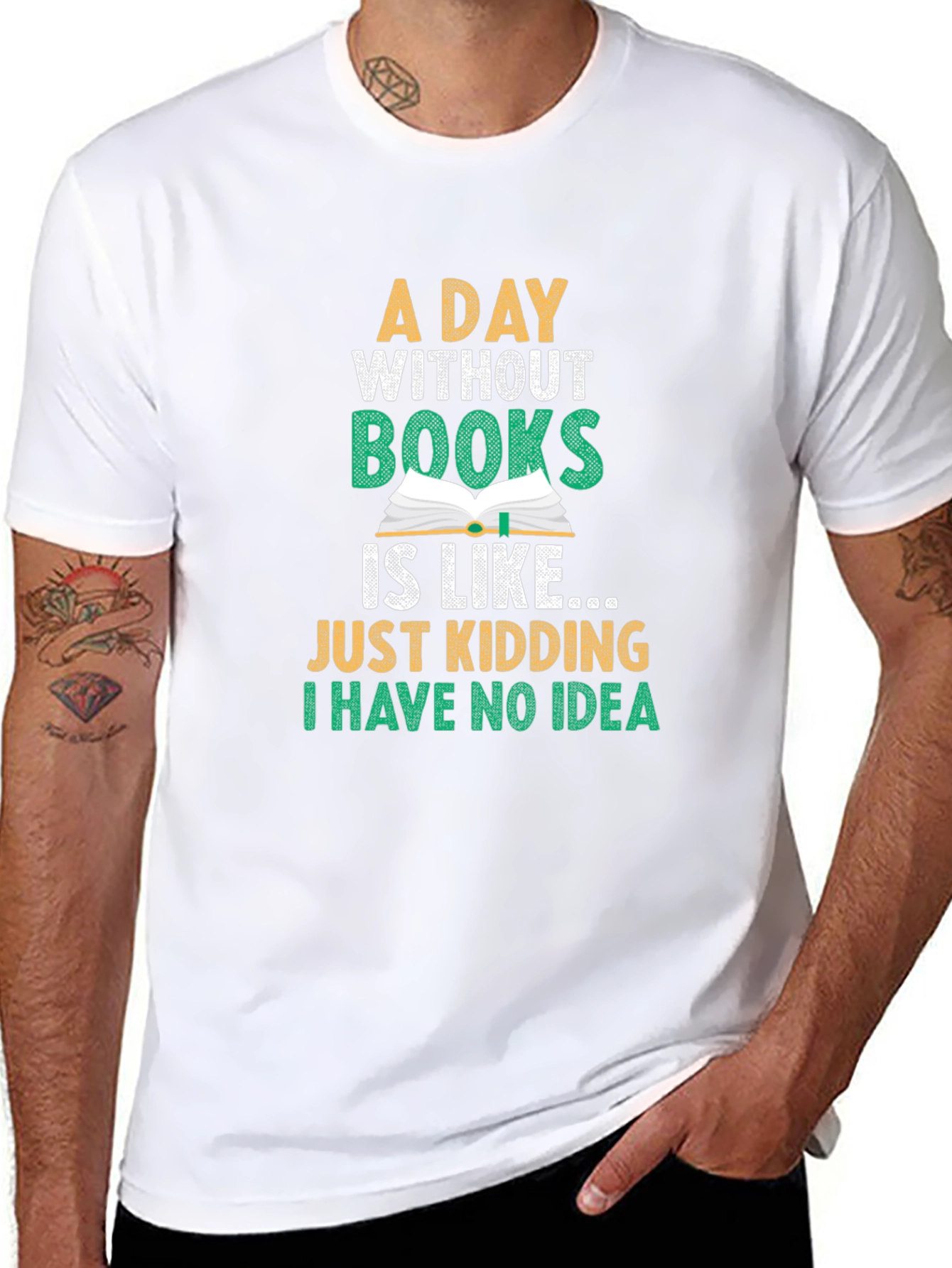 Black A Day Without Books Funny T-Shirt view 8