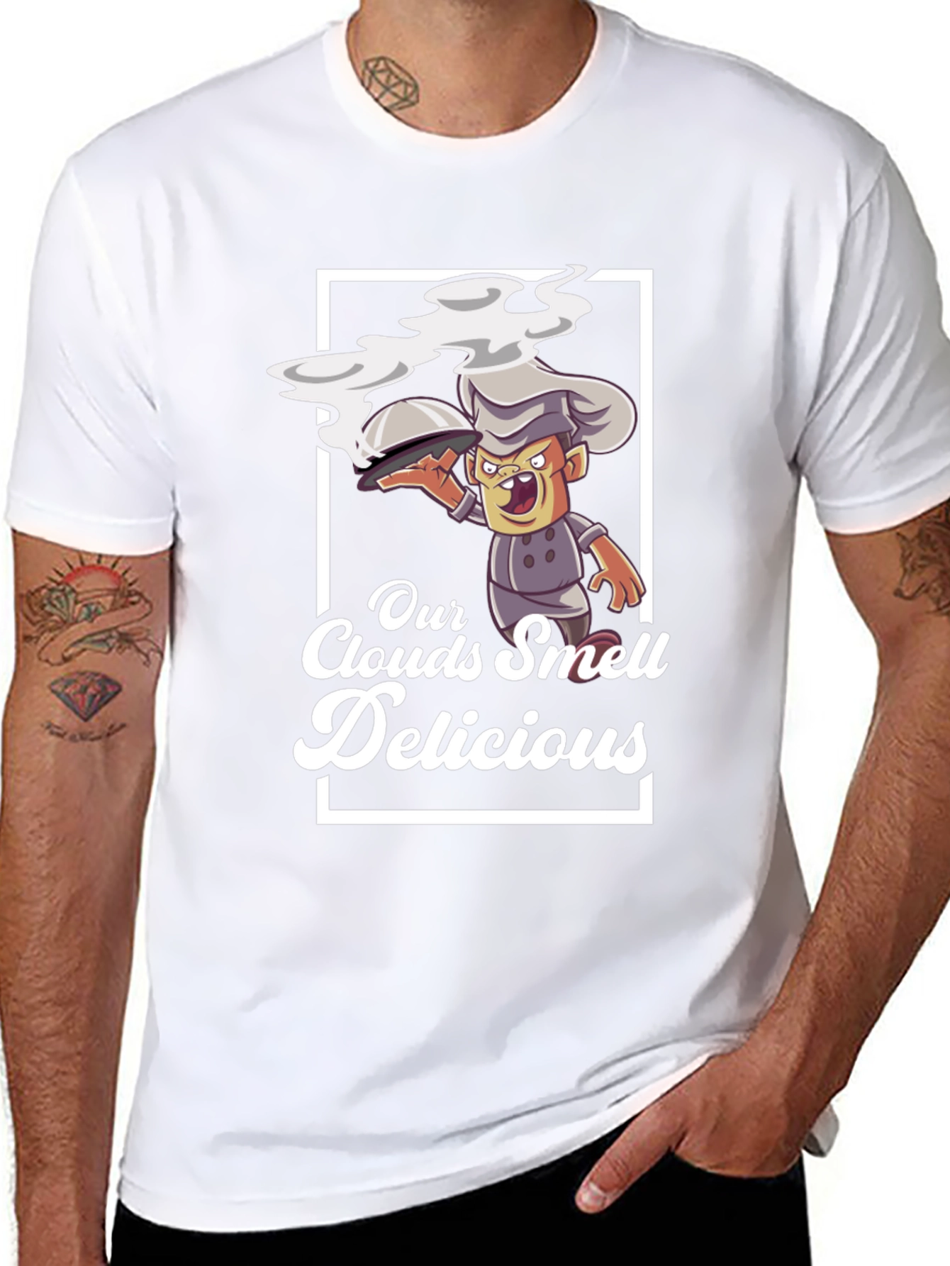 Black Our Clouds Smell Delicious T-Shirt Chef Cartoon Black view 8
