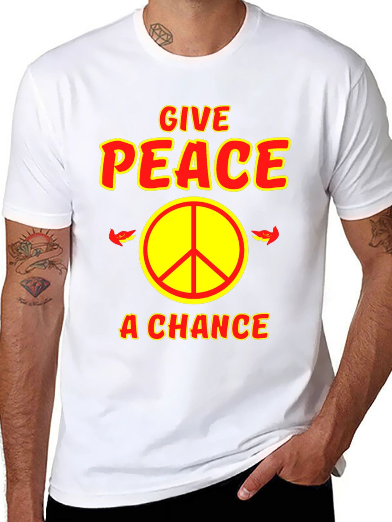 Black Give Peace A Chance Graphic T-Shirt view 8