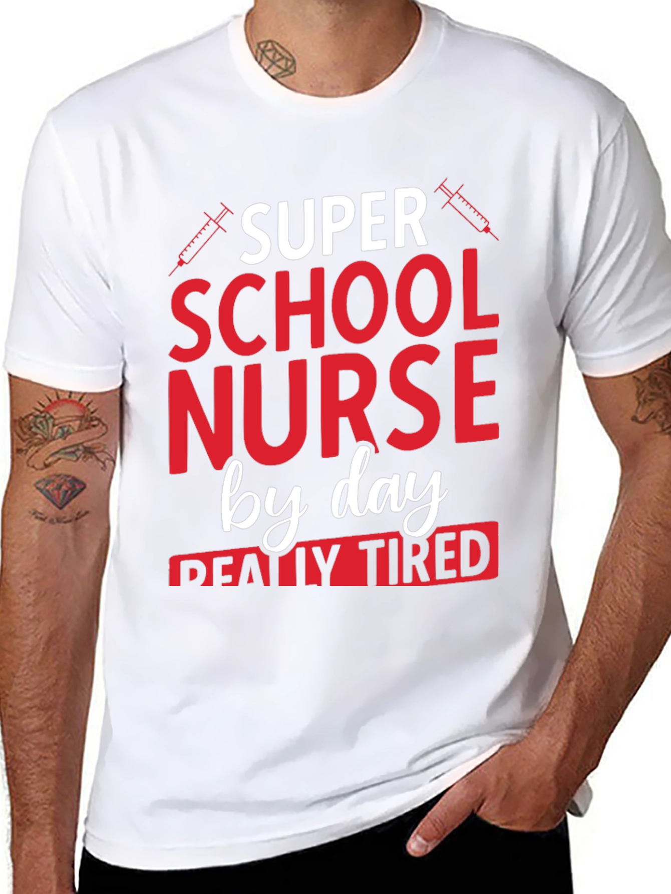Black Super School Nurse By Day T-Shirt view 8