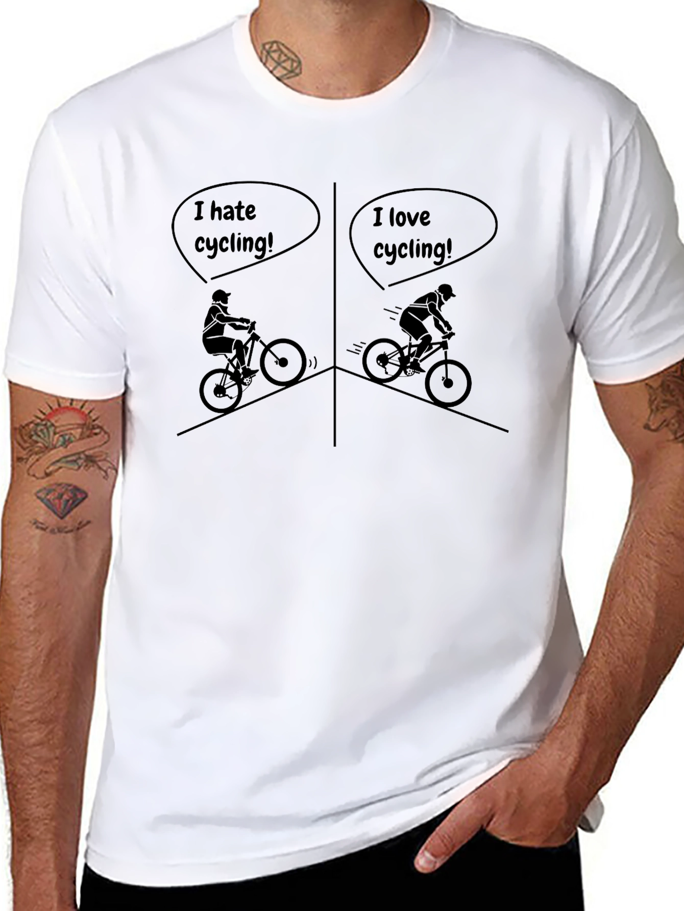 Black Cycling Humor Graphic Tee - I Hate/Love Cycling view 8