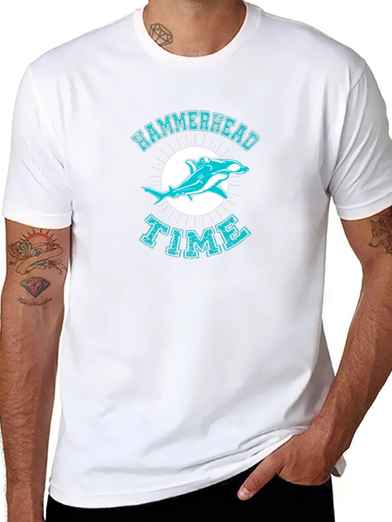 Black Hammerhead Shark Time Graphic T-Shirt view 8