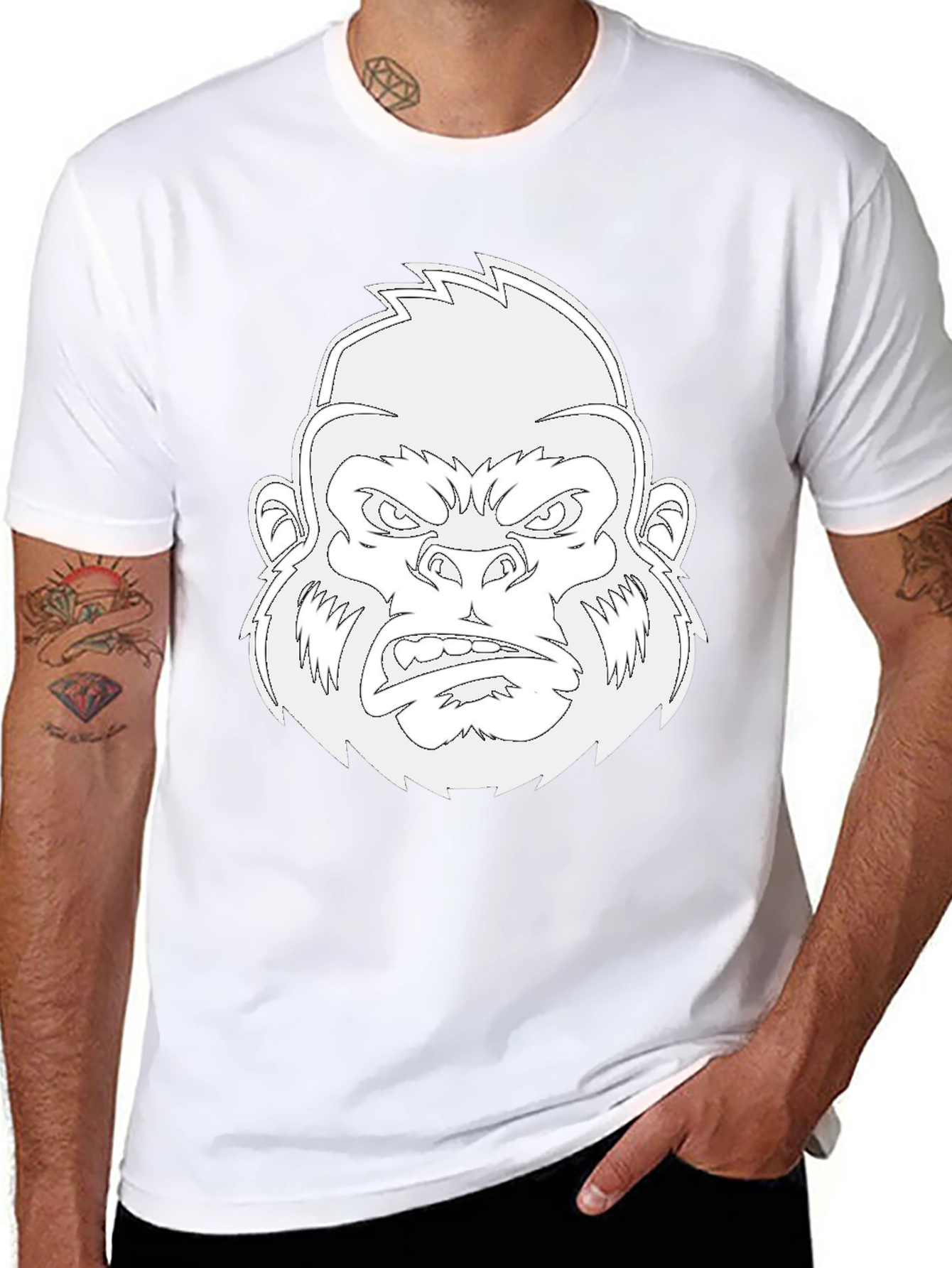 Black Gorilla Graphic Black T-Shirt for Men view 8