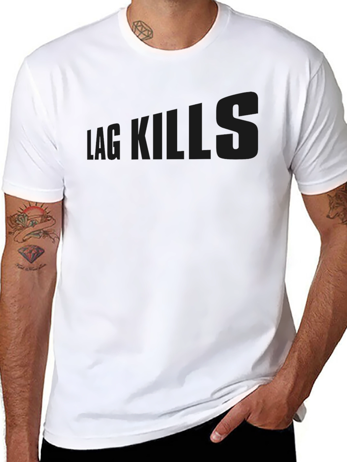 Black Black T-Shirt 'Lag Kills' view 8