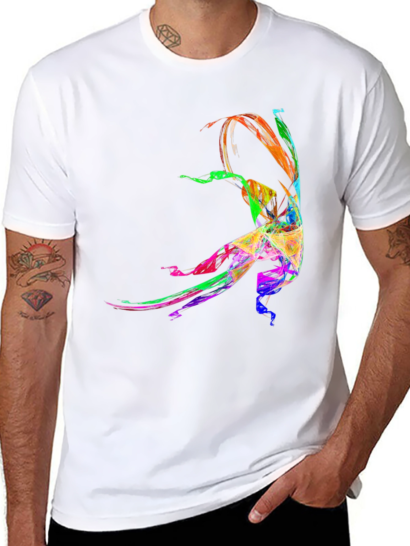 Black Colorful Abstract Dancer Graphic Tee view 8