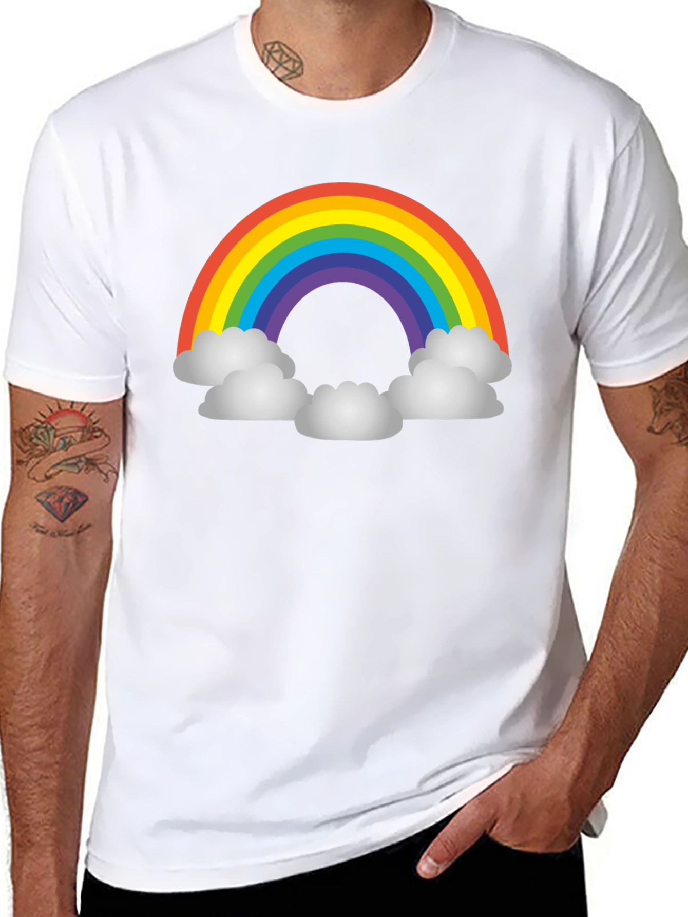 Black Rainbow Cloud Graphic T-Shirt - Unisex Black Tee view 8