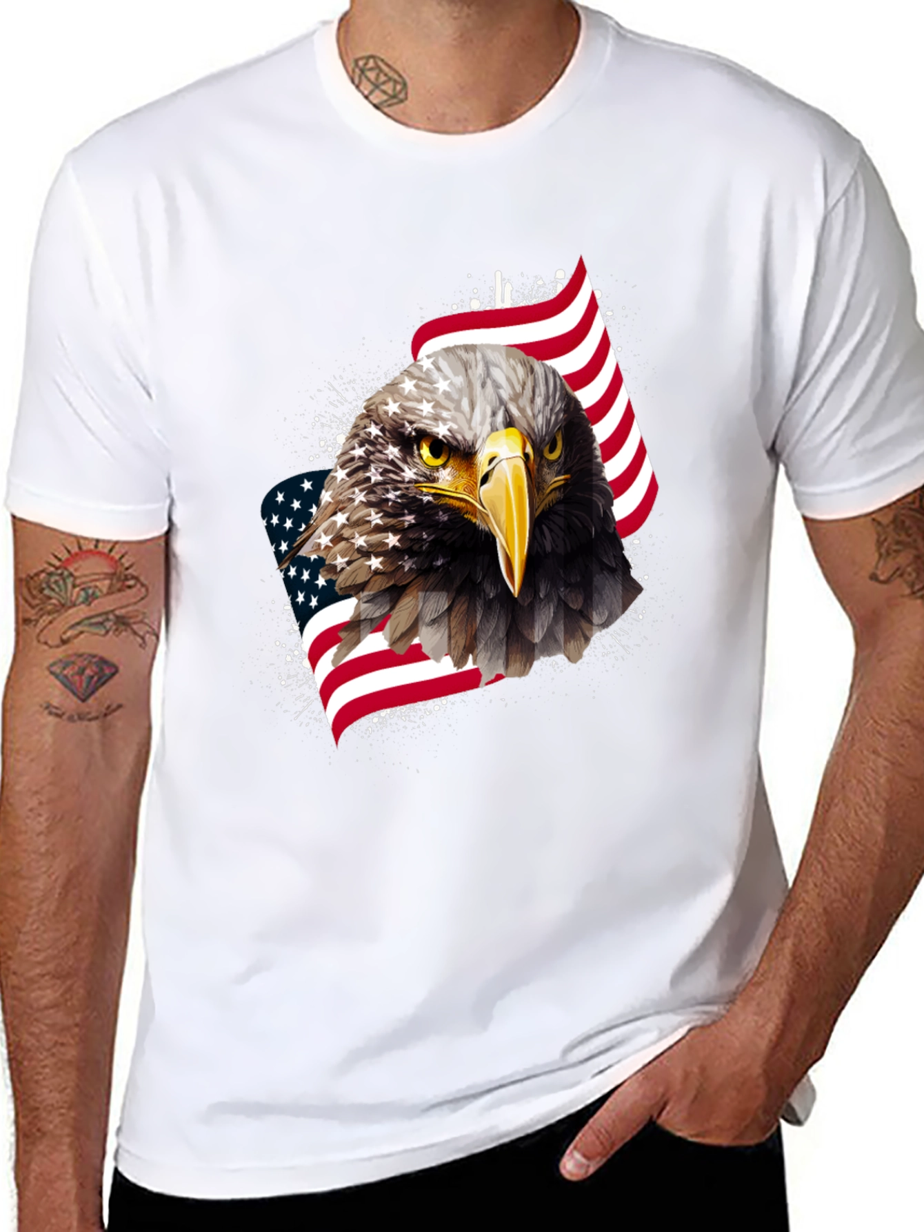 Black American Eagle Graphic Tee - Patriotic Style view 8
