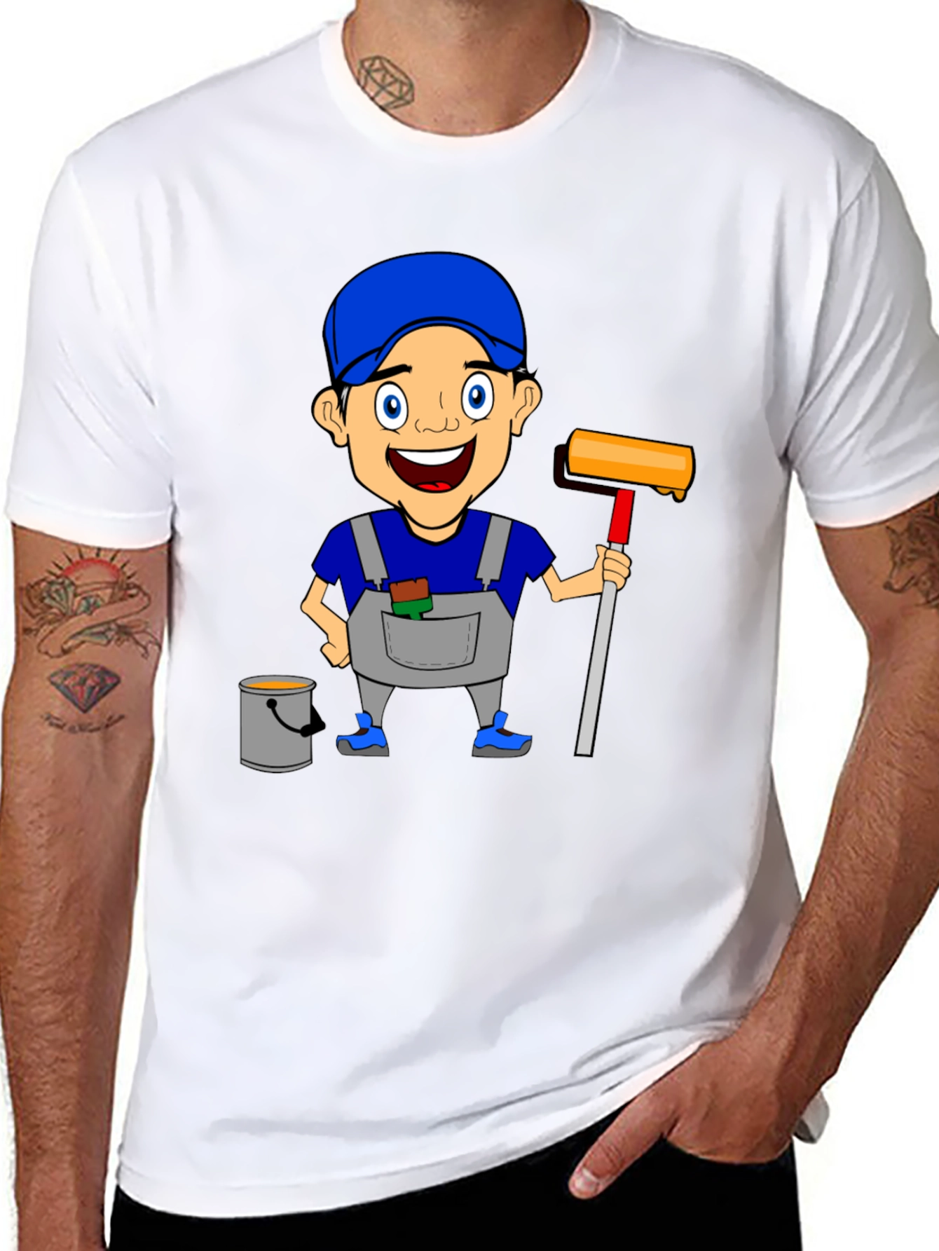 Black Painter Cartoon Graphic T-Shirt view 8